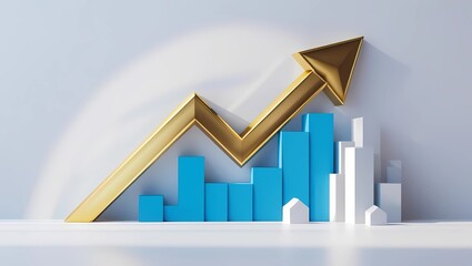 AI Generated 3D Golden Arrow Representing Business and Financial Growth | Created using Ai generated 