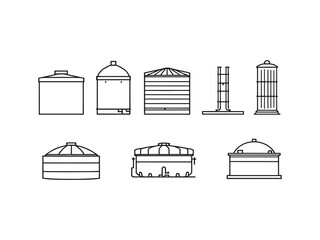 Detailed Water Tank Drawing in Elegant Line Art Style