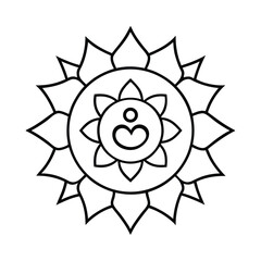 om symbol at center radial mandala vector line art 