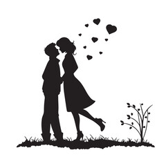 Silhouette of a couple in love man and woman