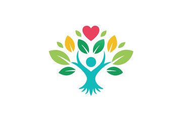 Obraz premium Tree Hands and Hearts Logo Design 