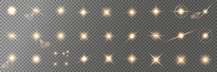 Lens Flare, light glow effect. sun or realistic shining star with backlight effect. bokeh glitter and sparkles or sparkles on transparent background.