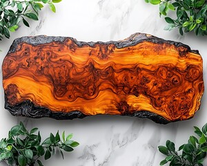 Natural wooden cutting board, rich colors and textures