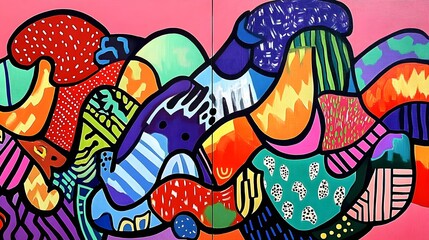 Obraz premium Abstract Colorful Swirls Painting Modern Art Canvas