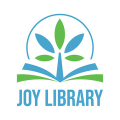 joy happy library flat minimalist logo design