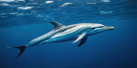 a dolphin swims under the surface of the ocean  © Alloca Design Studio