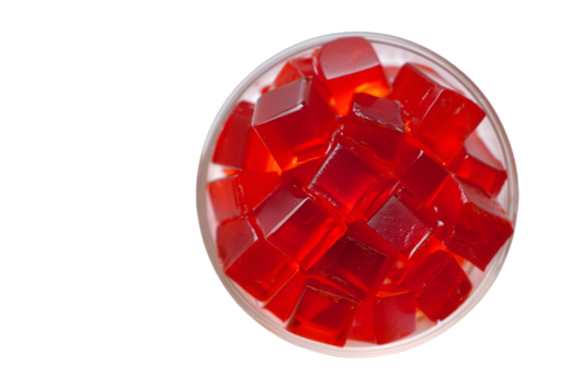 Red cherry jelly in a bowl on transparent background