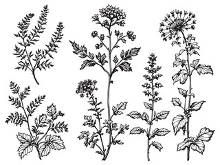 Elegant amaranth botanical line art vector for wall decor