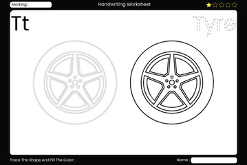 Trace Letter E. Adorable Elephant Coloring Page for Kids. Printable Vocabulary Builder. Educational Vector Worksheet