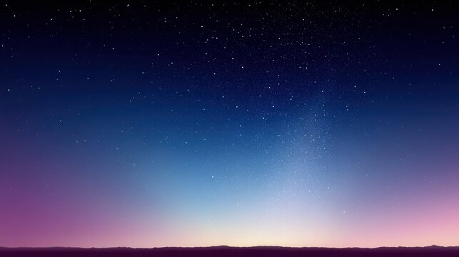 Enchanting night sky with myriad stars illuminating a serene landscape cosmic wonder celestial beauty dreamy horizon deep blue gradient peaceful scene nature
