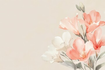 Fototapeta premium Delicate, pastel floral arrangement on a soft background.