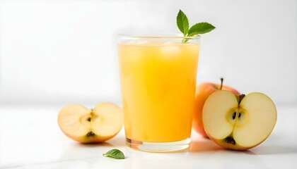 glass of Apple juice on a white background