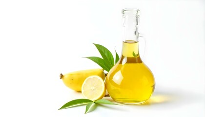 Bottle of olive oil and vinegar isolated on white background