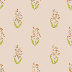 Flower seamless pattern. Floral background. Field wild flowers. Hand drawn vector illustration