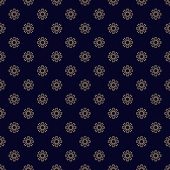 Vector geometric floral seamless pattern. Simple elegant texture with golden linear flowers. Cute minimal texture. Luxury black and gold ornament. Repeated design for decor, wallpaper, textile, print