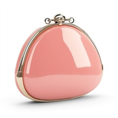 Obraz premium Elegant Pink Patent Leather Clutch Purse with Gold Frame: A Fashionable Accessory for Women