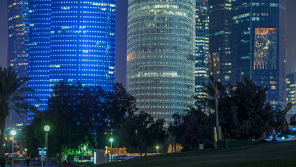 The high-rise district of Doha night timelapse