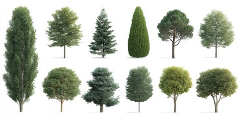 Beautiful 3D tree collections with transparent PNG backgrounds can be utilized for architectural design visualization or to decorate gardens