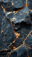 Dark Grey and Gold Cracked Rock Texture