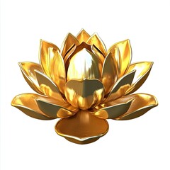 A Stunning Golden Lotus Flower: A 3D Render of Elegance and Luxury