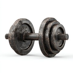 Fototapeta premium Heavy Rusty Vintage Dumbbell Isolated on White Background Perfect for Fitness and Gym Concepts