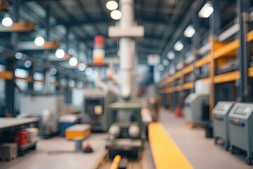 Obraz premium Industrial Factory: Blurred Machinery and Storage