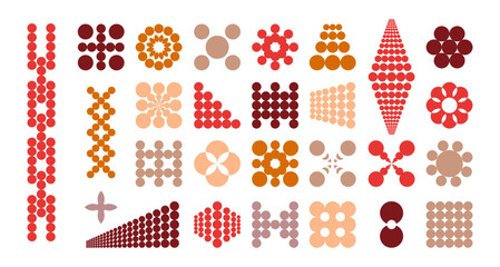Circular patterns, abstract vector set, orange yellow beige, perfect for logo design, creative projects