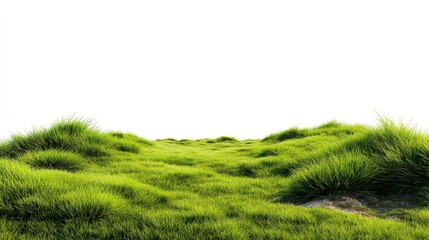 Lush Green Grass Landscape Isolated on White Background Ideal for Spring Summer Nature Designs