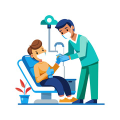 Dentist Treating Patient Vector