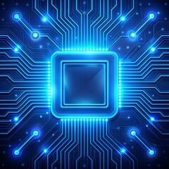 Futuristic AI Microchip on Glowing Circuit Board Background