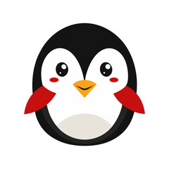 Penguin Face Red Cheeks Vector