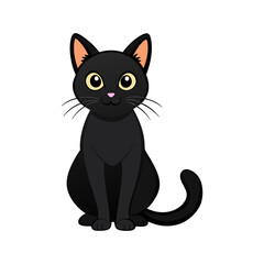 Black Cat Sitting Vector