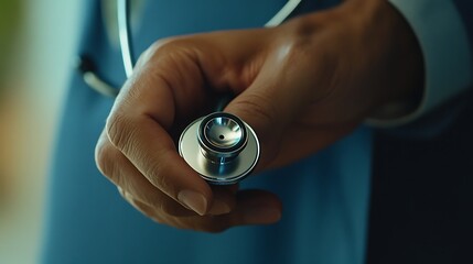 Doctor Holding Stethoscope Ready for Examination Healthcare Professional's Gentle Care