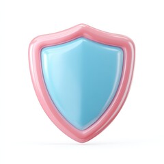 Pastel Pink and Blue 3D Shield Icon Protection Security Safety Symbol for App Design Website UI UX