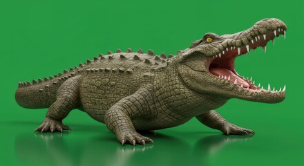 Naklejka premium Crocodile image on green background