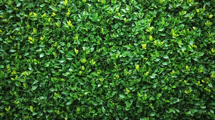Obraz premium Dense foliage wall of vibrant green shrubs.