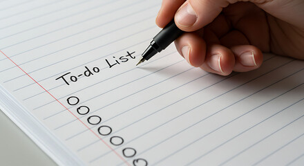 Hand on To-Do List: The hand diligently fills in the circles on a lined to-do list, the neat script promising efficient execution of tasks and streamlined productivity.