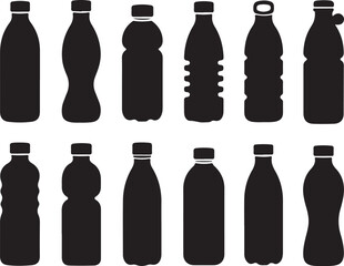 Water bottle silhouette vector icon bundle