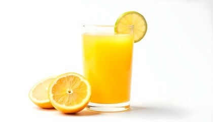 glass of orange juice isolated on a white background