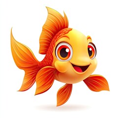 Adorable Cartoon Goldfish Illustration:  A Cheerful Aquatic Creature Design