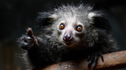 Naklejka premium Aye-aye Lemur Giving Thumbs Up