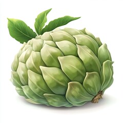 Fototapeta premium A Detailed Illustration of a Fresh Artichoke with Vibrant Green Hues and Delicate Leaves