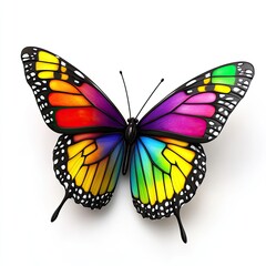 Fototapeta premium Vibrant Rainbow Butterfly Wings: A Stunning Display of Nature's Colorful Artistry