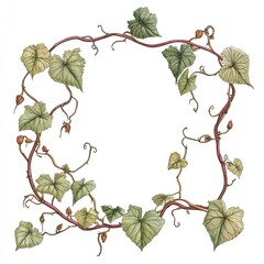Fototapeta premium Elegant Botanical Illustration: A Frame of Verdant Grape Vines and Leaves