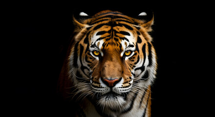 Majestic Siberian Tiger Portrait Against a Dark Background