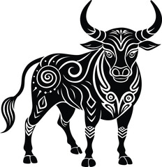 Fototapeta premium Tribal Bull Silhouette