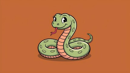 Fototapeta premium A friendly cartoon snake against an orange background
