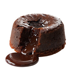 singel chocolate lava cake on white background