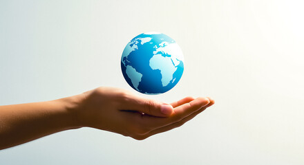 clean image with negative space for text of hands and earth