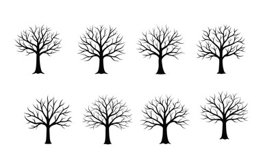 Leafless Tree Silhouette Vector Bundle – Bare Tree Illustrations for Winter, Horror, and Minimal Nature Designs